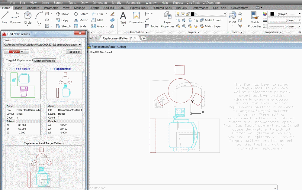 Define replacement pattern in ReplacementPatternEditor drawing.